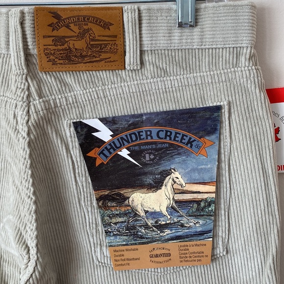 NWT Vintage Cream Beige Corduroy Pants Jeans Unisex Straight Cut Flare Canada - Picture 8 of 14